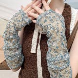 グレーxブルー | シアー・花柄  レースアームカバー | ad thie