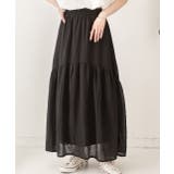 ブラック | ふんわり柔らか ティアードロングスカート | ad thie