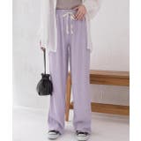 ラベンダー | ふくれジャガード イージーパンツ | ad thie