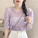 フラワージャガード シアーカットトップス | ad thie | 詳細画像7 