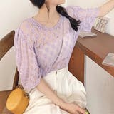 フラワージャガード シアーカットトップス | ad thie | 詳細画像8 