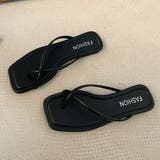 ブラック | クロスライン スクエアフラットサンダル | ad thie