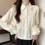 アイボリー | ショート丈・ワッシャー加工 ティアードブラウス | ad thie