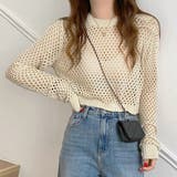 ショート丈 メッシュニットプルオーバー | ad thie | 詳細画像2 