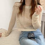 ショート丈 メッシュニットプルオーバー | ad thie | 詳細画像4 