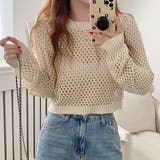 ショート丈 メッシュニットプルオーバー | ad thie | 詳細画像7 