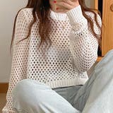 オフホワイト | ショート丈 メッシュニットプルオーバー | ad thie