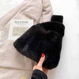 ブラック | エコファー ふわふわミニバッグ | ad thie