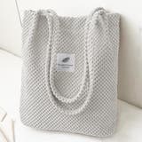 ライトグレー | 凸凹コーデュロイ・ロゴ 大容量トートバッグ | ad thie