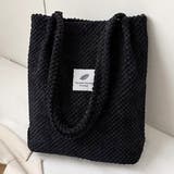 ブラック | 凸凹コーデュロイ・ロゴ 大容量トートバッグ | ad thie