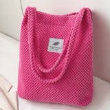 ピンク | 凸凹コーデュロイ・ロゴ 大容量トートバッグ | ad thie