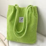 ライトグリーン | 凸凹コーデュロイ・ロゴ 大容量トートバッグ | ad thie