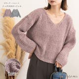 Vネック・ショート ミックスカラーニット | ad thie | 詳細画像1 