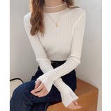 オフホワイト | フレアスリーブ リブニットトップス | ad thie