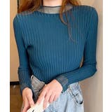 ブルー | フレアスリーブ リブニットトップス | ad thie