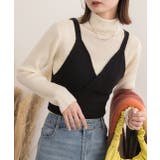 ブラック | カシュクールデザイン ニットキャミソール | ad thie