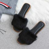 ブラック | ふわふわ・カラフル ファーサンダル | ad thie