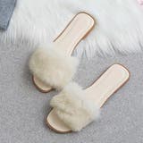 アイボリー | ふわふわ・カラフル ファーサンダル | ad thie