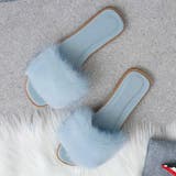 ブルー | ふわふわ・カラフル ファーサンダル | ad thie