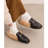 ブラック×ベージュ | ビット付き・ファー ローファー | ad thie