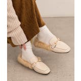 アイボリー×ベージュ | ビット付き・ファー ローファー | ad thie