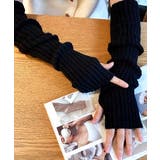 ブラック | リブ編みニット アームウォーマー | ad thie