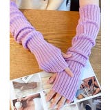 パープル | リブ編みニット アームウォーマー | ad thie