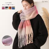 ふんわり起毛 チェック柄マフラー | ad thie | 詳細画像1 