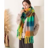 ふんわり起毛 チェック柄マフラー | ad thie | 詳細画像4 