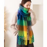 ブルー1 | ふんわり起毛 チェック柄マフラー | ad thie