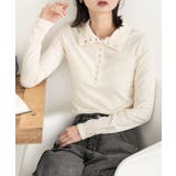 アイボリー | 釦デザイン ニットプルオーバー | ad thie