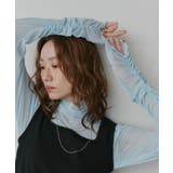 ライトブルー | ギャザーデザイン ハイネックシアートップス | ad thie
