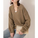 ブラウン | キーネック・ふんわり シャギーニット | ad thie