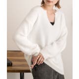 オフホワイト | キーネック・ふんわり シャギーニット | ad thie