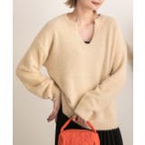 アイボリー | キーネック・ふんわり シャギーニット | ad thie