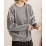 ゆったり・クルーネック 配色ラインデザインニット | ad thie | 詳細画像11 