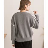 ゆったり・クルーネック 配色ラインデザインニット | ad thie | 詳細画像12 