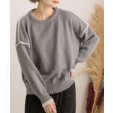 ゆったり・クルーネック 配色ラインデザインニット | ad thie | 詳細画像14 