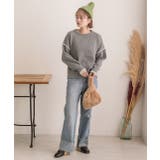 ゆったり・クルーネック 配色ラインデザインニット | ad thie | 詳細画像17 