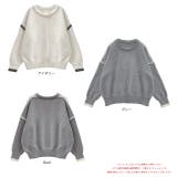 ゆったり・クルーネック 配色ラインデザインニット | ad thie | 詳細画像23 