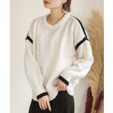 ゆったり・クルーネック 配色ラインデザインニット | ad thie | 詳細画像3 