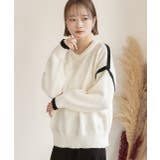 ゆったり・クルーネック 配色ラインデザインニット | ad thie | 詳細画像4 