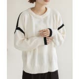 ゆったり・クルーネック 配色ラインデザインニット | ad thie | 詳細画像5 