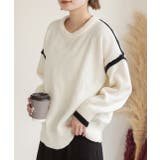 ゆったり・クルーネック 配色ラインデザインニット | ad thie | 詳細画像7 