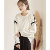 ゆったり・クルーネック 配色ラインデザインニット | ad thie | 詳細画像8 