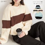 ショート・ざっくり編み ボーダーニット | ad thie | 詳細画像1 