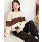 ショート・ざっくり編み ボーダーニット | ad thie | 詳細画像22 