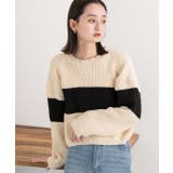 ショート・ざっくり編み ボーダーニット | ad thie | 詳細画像6 