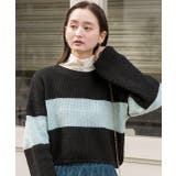 ショート・ざっくり編み ボーダーニット | ad thie | 詳細画像8 