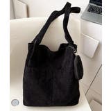 ブラック | ミニポーチ付き コーデュロイトートバッグ | ad thie